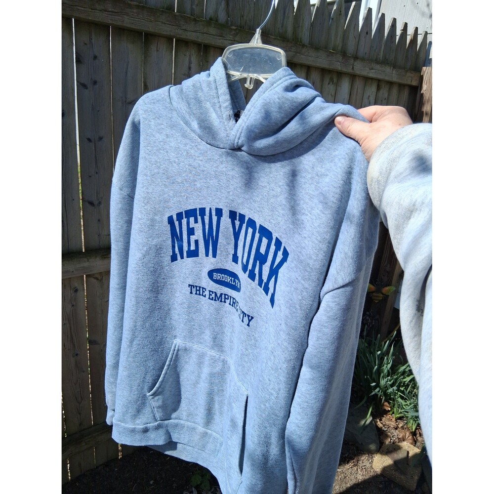 Hoodie New York Brooklyn The Empire City Gray & Blue Men's XL 44